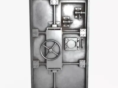 Rusted Metal Bunker Door 3 Low-poly 3D model