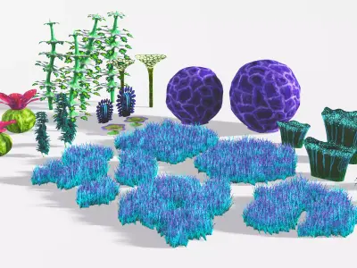 Alien Flora 1 - A collection of Alien plants Low-poly 3D model