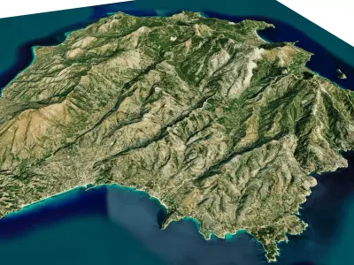 Thasos island full 3d model terrain Low-poly 3D model