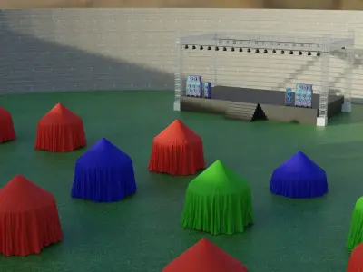 Concert Stage Area Low-poly 3D model