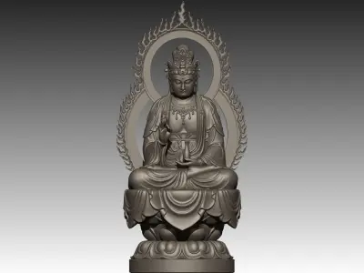Amitabha Trinity Set 3D Model Pack