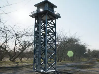 Military Base  Watchtower Guard Tower  FBX BLEND OBJ Low-poly 3D model