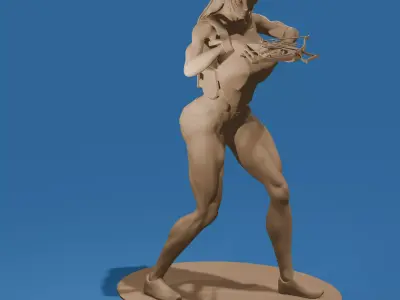 Post-Apocalyptic Crossbow Soldier Sexy Female STL Model  3D print model