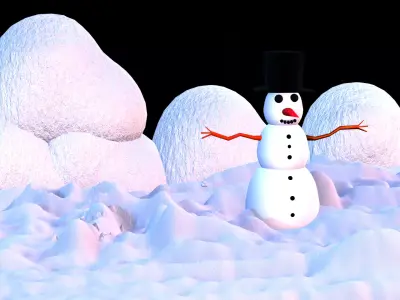 SNOWMAN in snow Low-poly 3D model