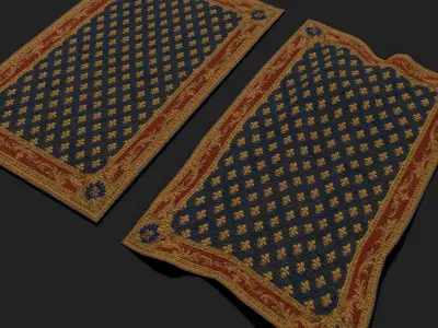 Blue Fleur Tapestry Low-poly 3D model