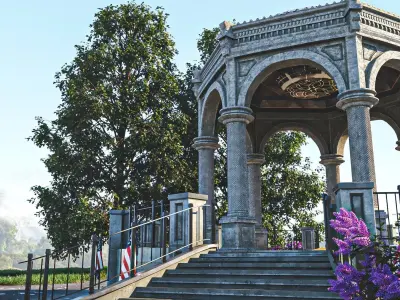 A monument gazebo in park Low-poly 3D model