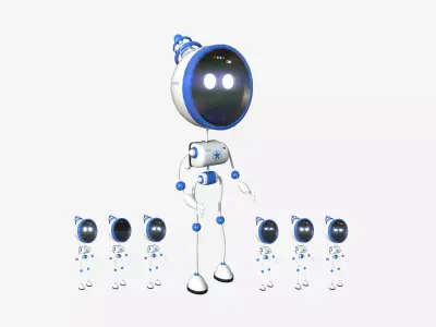 Cute Robot D08 Police Cop - SciFi Character Design Low-poly 3D model
