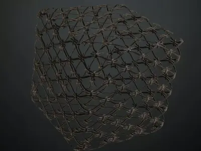 Vintage Barbed Wire Mesh Iron Guard PBR Seamless Texture