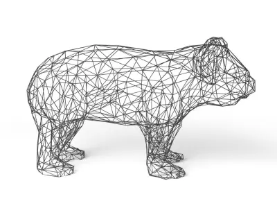 Koala Wireframe Low-poly 3D model