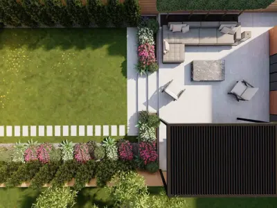 3D Exterior Scene 3D model design garden and landscape 3D model