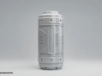Sci-Fi Cylindrical Container PBR Low Poly 3D Model Low-poly 3D model