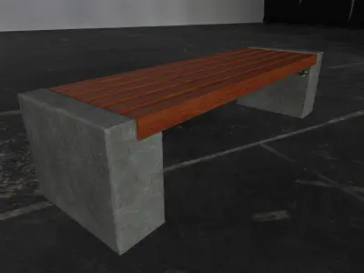 City Concrete Bench Free low-poly 3D model