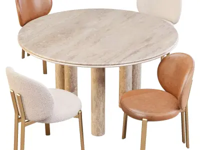 Giulio Marelli Simmy Table and Clara Chairs - Dining Set 3D model