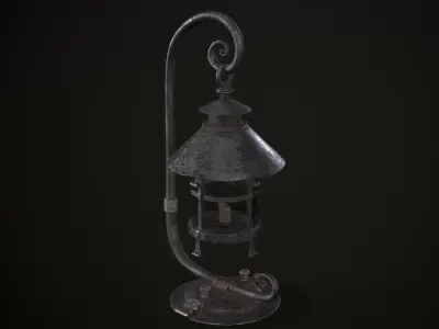 Forged Lantern on Stand Low-poly 3D model