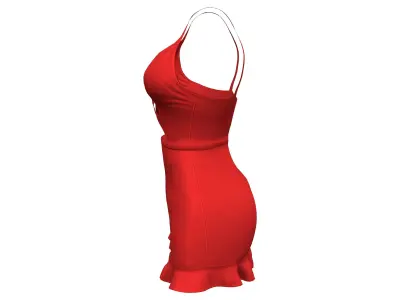 Front Tied Cami Mini Dress Low-poly 3D model