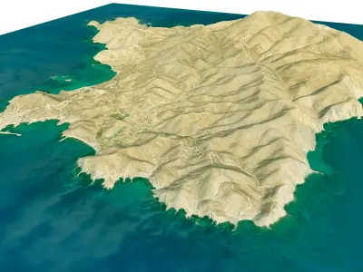 Psara Island 3D model terrain Low-poly 3D model