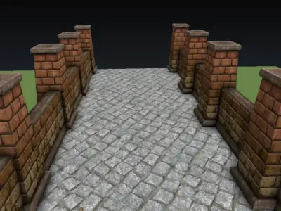Lowpoly Column and Wall Low-poly 3D model