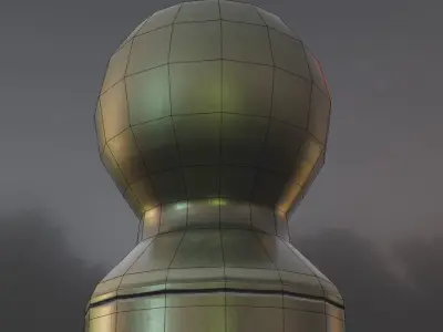 Ball Head Aluminium Bollard Low-poly 3D model