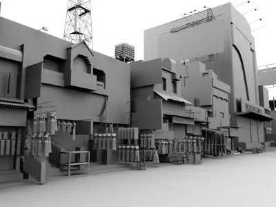 market bazaar street 2 road 3d model 3D model