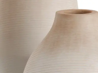 Set of 3 oval shaped white vases 3D model