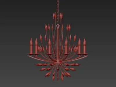 Feerie chandelier in gold and crystal 3D model