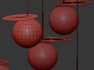 umbra four glass pendant lights hanging from ceiling 3D model