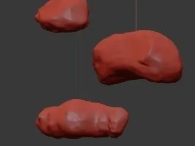 Untitled three cloud shaped pendant lights hanging from ceiling 3D model