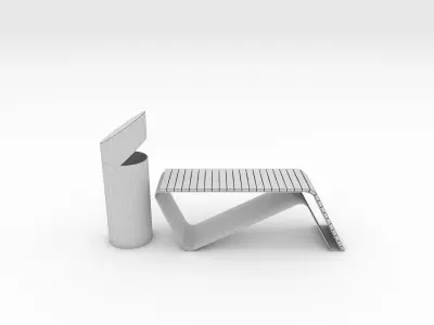 Bench Park 23 Low-poly 3D model