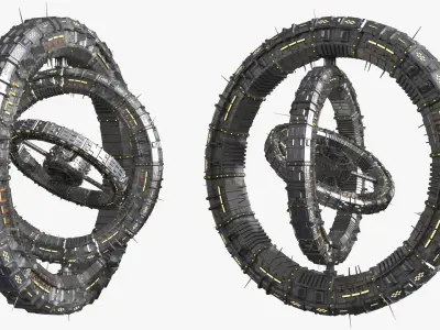  Rotating Space Station Ring System Animated Rigged for Maya 