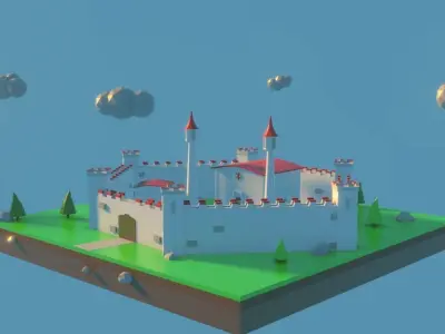 Low Poly Castle with roof Free low-poly 3D model