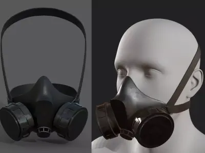 Gas mask helmet 3d model military combat fantasy cyborg  Low-poly 3D model