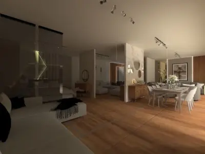 stand3 bedroom with walls and wooden floors 3D model