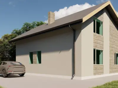 3D House modern with glass roof Free 3D model