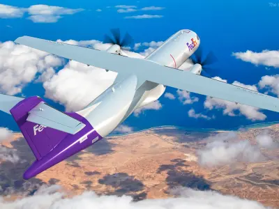  FedEx Air Logistics Aircraft ATR 72 Flying 
