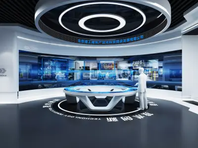 Futuristic Exhibition Interior Sci Fi Hall Low-poly 3D model order