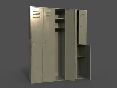 PBR School Gym Locker 07 - Pale Green Low-poly 3D model