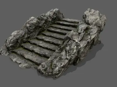 Stairs stone staircase Low-poly 3D model buy