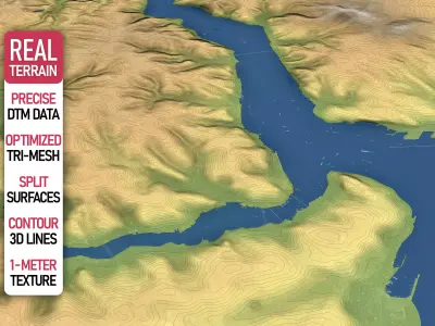 Istanbul - Topography Terrain Low-poly 3D model