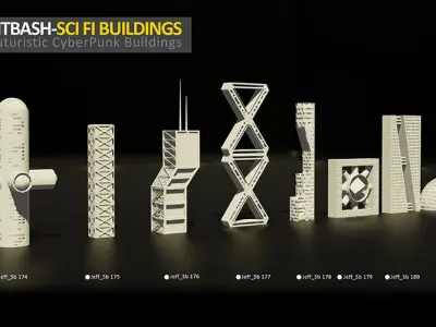 50 Kitbash Sci Fi Buildings kit 2 3D model