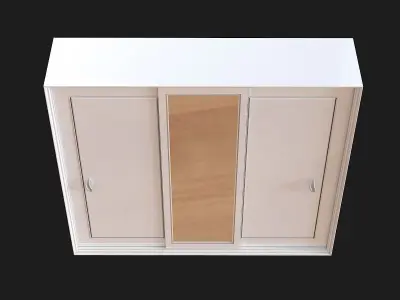 closet cabinet with two doors and mirror 3D model