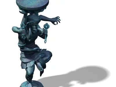 Demon Palace - Religion - Elephant stone carving 01 3D model