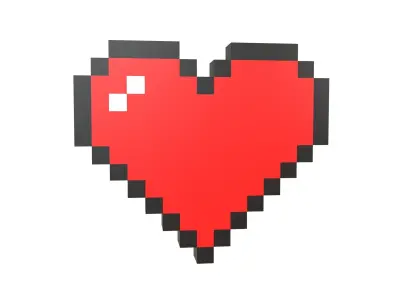 Pixel Heart Pack v2 01 Low-poly 3D model