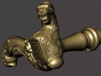 ancient door handle door latch door knob 3D model