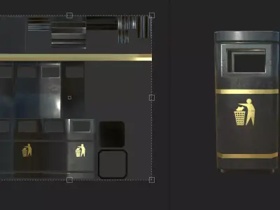 London Litter Bin Low-poly 3D model