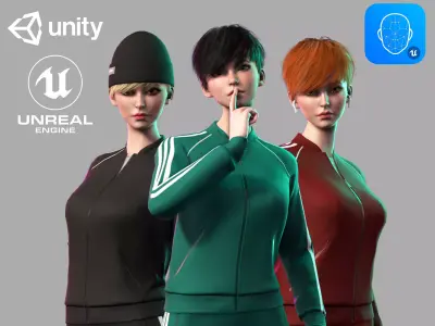 Streetwear Girl 3-18 - Sportswear Girls Pack Game-Ready Low-poly 3D model