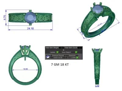 Women Ring  Render 3dm STL OBJ FBX Details 3D print model 114
