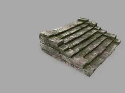 stairs 3 set of stone steps Low-poly 3D model