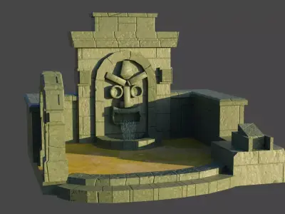 Simple Water fall Game Environment - Game Ready - PBR Low-poly 3D model