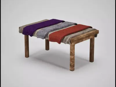 Medieval Market Table with Fabrics 2 Low-poly 3D model