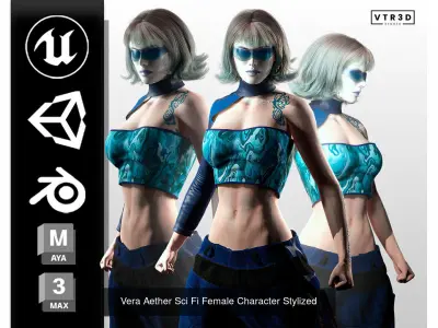 Pack Stylized Sci-Fi Cyberpunk Female Characters